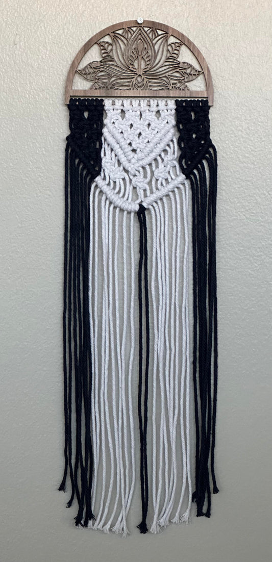 Navy Blue & White Macramé Wall Hanging