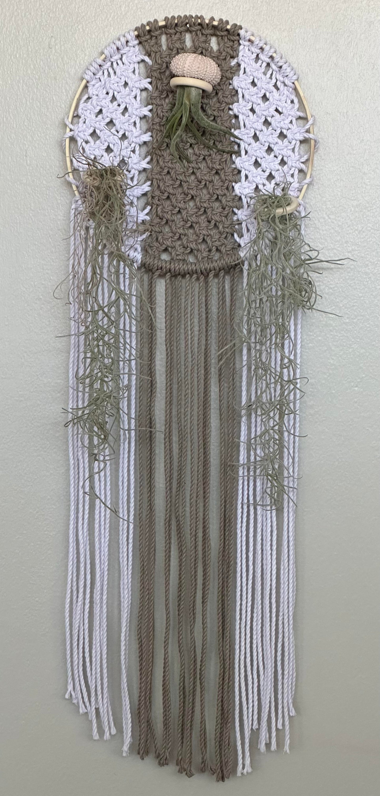 Sage & White Macramé Plant Hanger